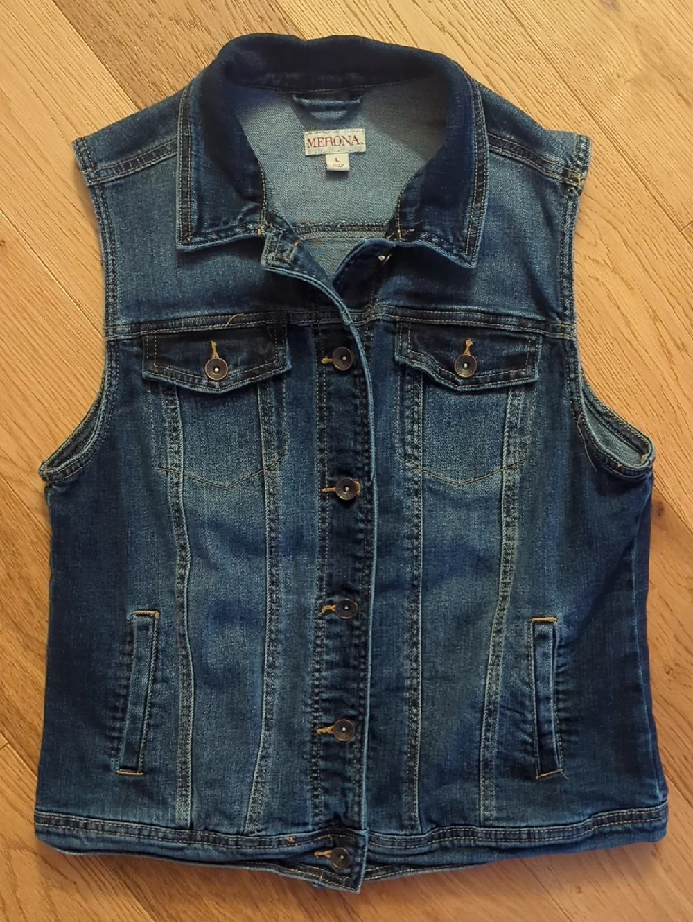 Merona Dark Blue Denim Vest - Picture 1 of 4